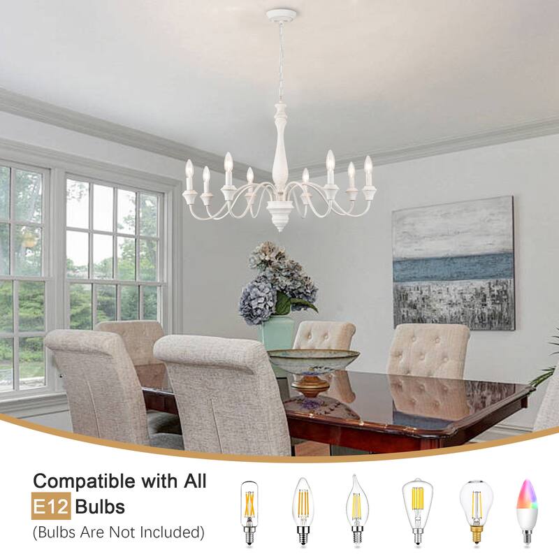 8-Light Vintage Candlestick Hanging Chandelier Lighting for Kitchen Island