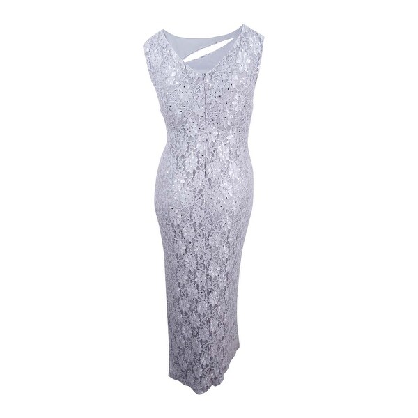 connected cutout sequined lace gown