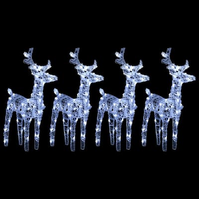 Outdoor Christmas Decor Set of 4, 160 Cool White LED Lights - Cool White
