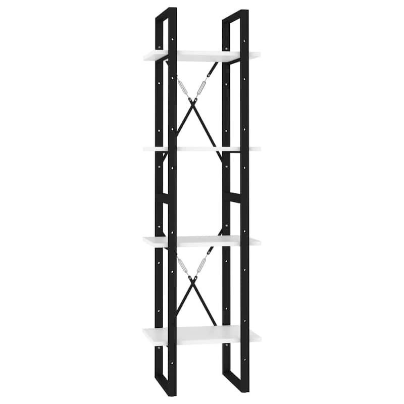 vidaXL 4-Tier Book Cabinet White 15.7"x11.8"x55.1" Chipboard - 15.7" x 11.8" x 55.1" - 15.7" x 11.8" x 55.1"