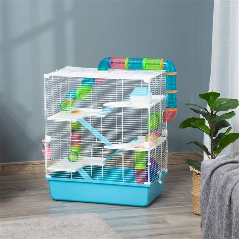 5-Tier Hamster Rat House with Includes Food Bowl and Water Fountain - 23.25" L x 14.25" W x 27.25" H