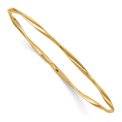 Curata 2.5mm 14k Yellow Gold Slip on Polished Twisted Slip-on Bangle Bracelet