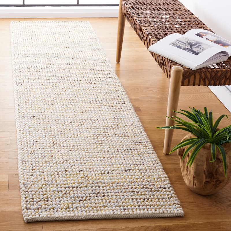 SAFAVIEH Handmade Vermont Coretta Wool Rug - 2'3" x 8' Runner - Ivory/Silver