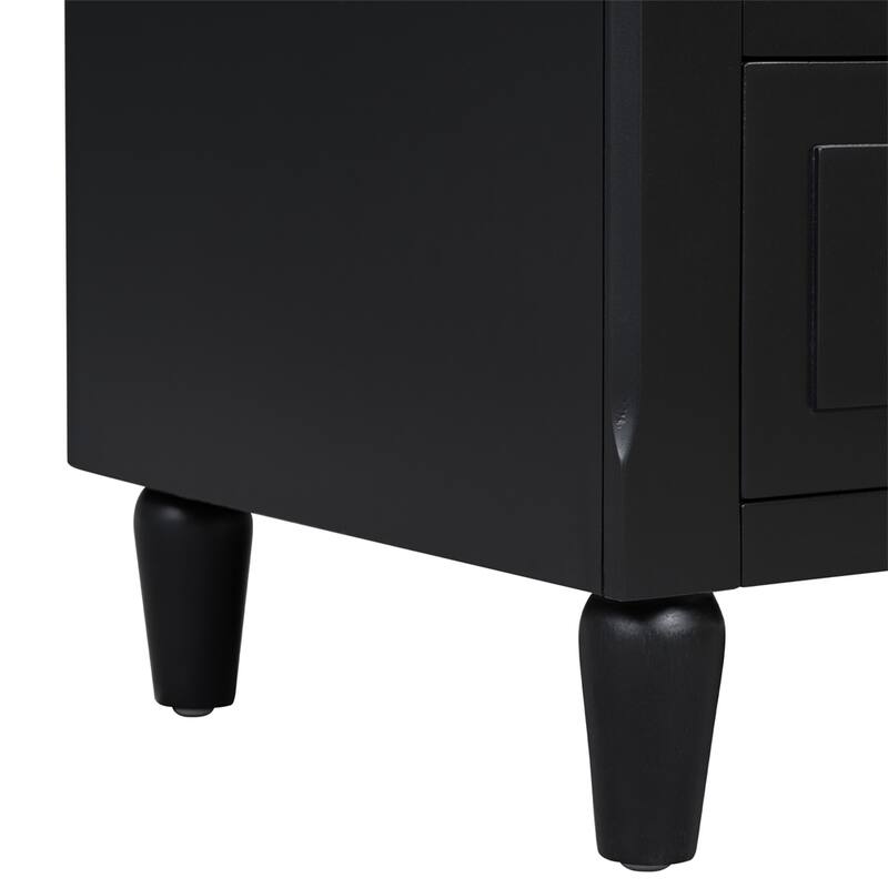 Wood Nightstand with Metal Sliding Rail and 3 Drawer