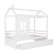 preview thumbnail 1 of 10, Twin House Bed with Drawers & Guardrails - Sturdy Wooden Frame for Kids White - Twin