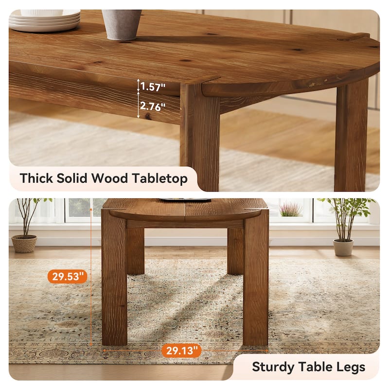 63" Solid Wood Oval Dining Table for 4-6