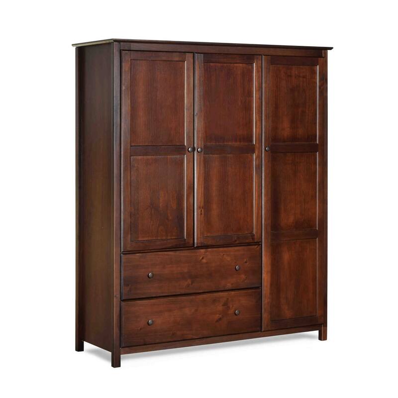 Grain Wood Furniture Shaker Wood 3-door Armoire - 60x72x22 - Cherry