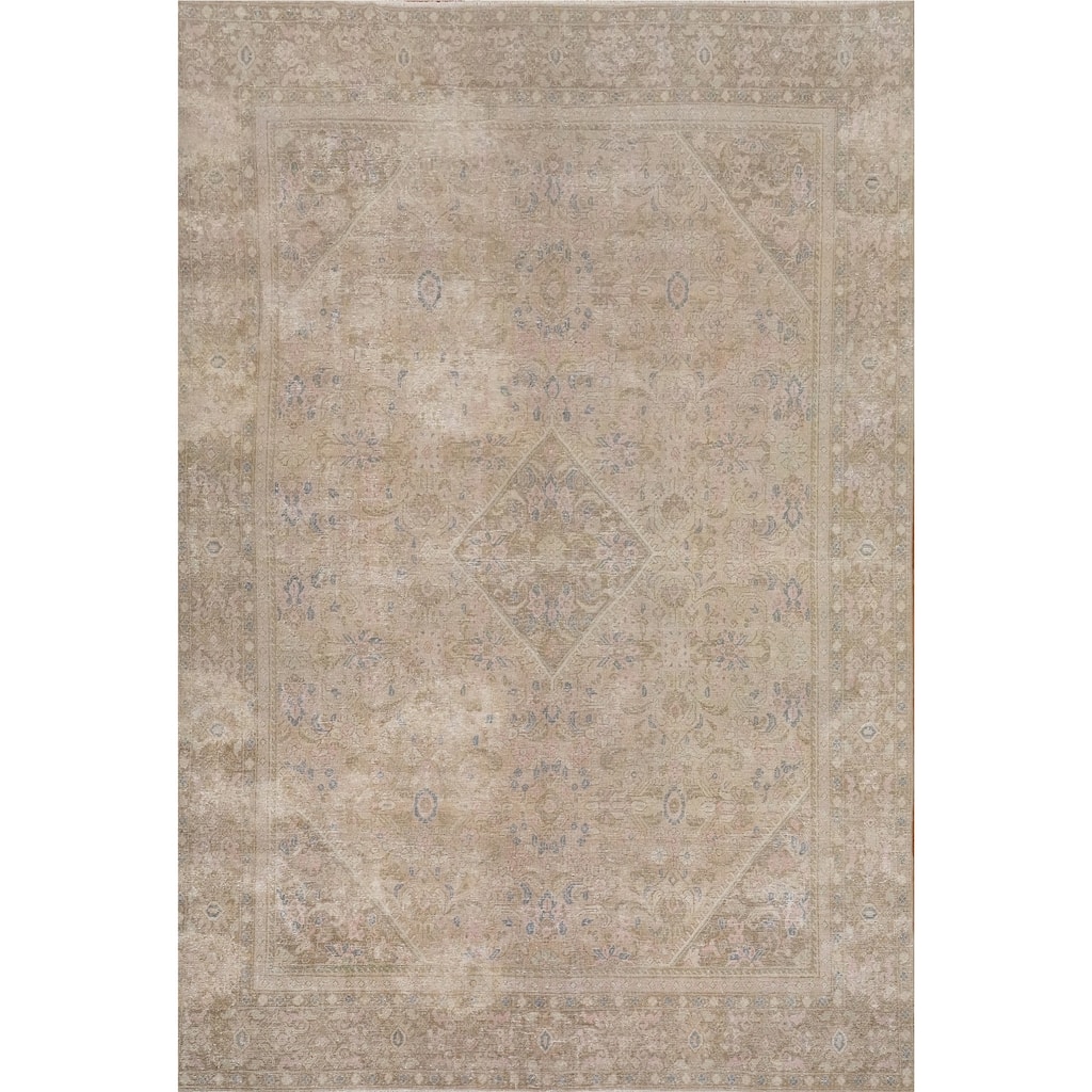 Hand Knotted Oriental 100% Wool Carpet Traditional Floral Beige & Ivories Joshaghan Area Rug - 12' 3'' X 8' 11''