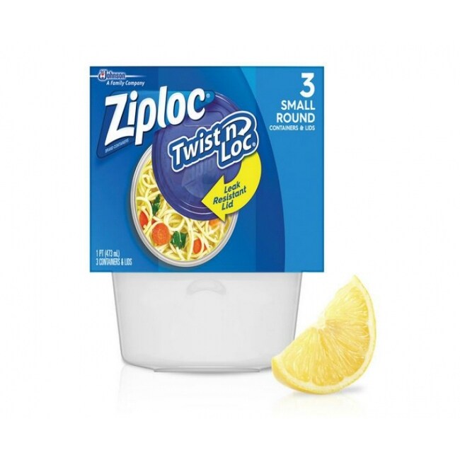 Ziploc - - Ziploc Twist 'n Loc, Storage Containers For Food, Travel And Organization, Dishwasher Safe, Extra Small Round, 4 Count