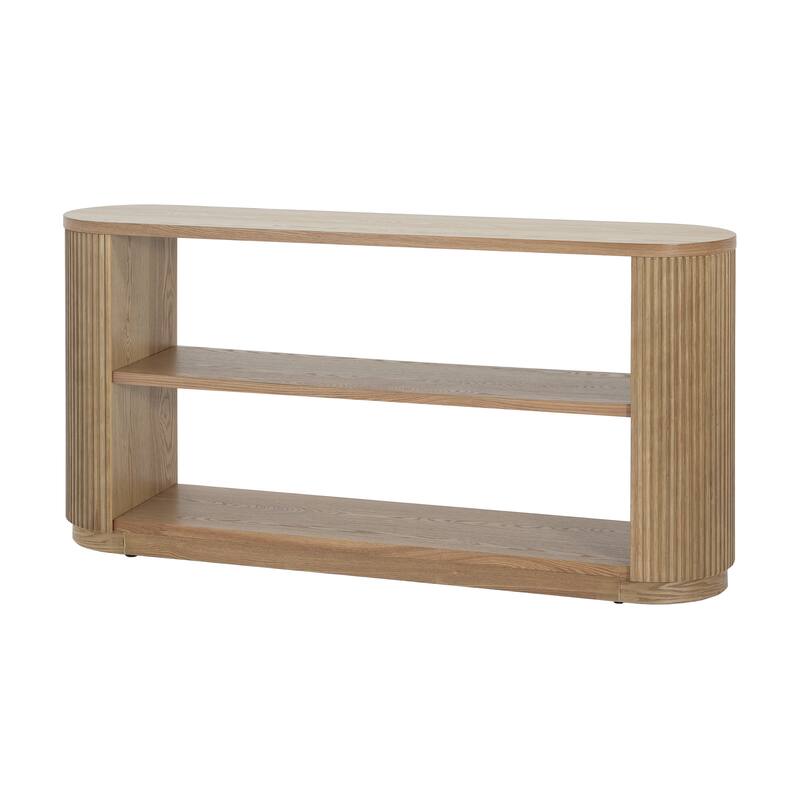 Modern Multi-functional Entryway Table Sofa Table with 3-Tier Open Shelf and Elegant Wood Grain, for Living Room Hallway