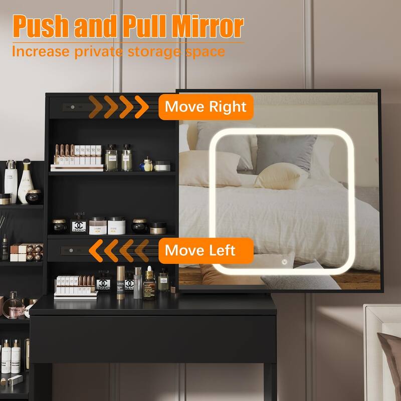Vanity Desk with Mirror and LED Lights