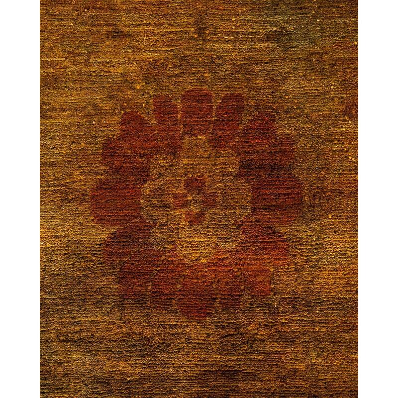 Overton Hand Knotted Wool Vintage Inspired Modern Contemporary Overdyed Yellow Area Rug - 6' 3" x 8' 8"