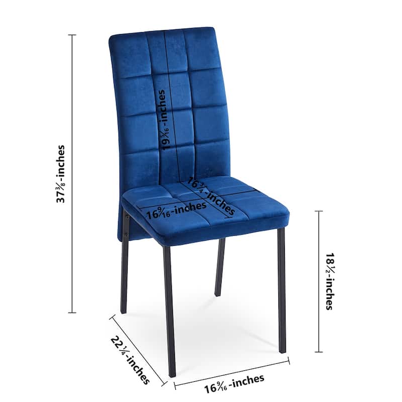 High Back Nordic Velvet Dining Set with MDF Dining Table（Set of 5）