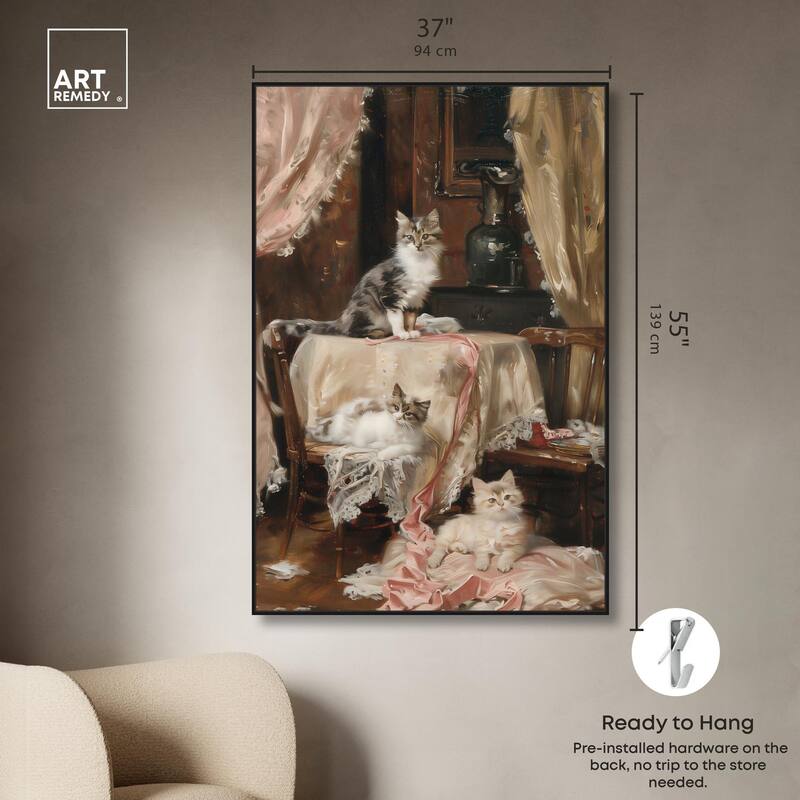 Kittens at the Table Canvas by Art Remedy