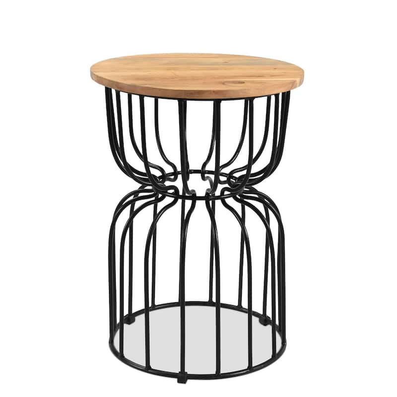 End table in Mango wood and iron