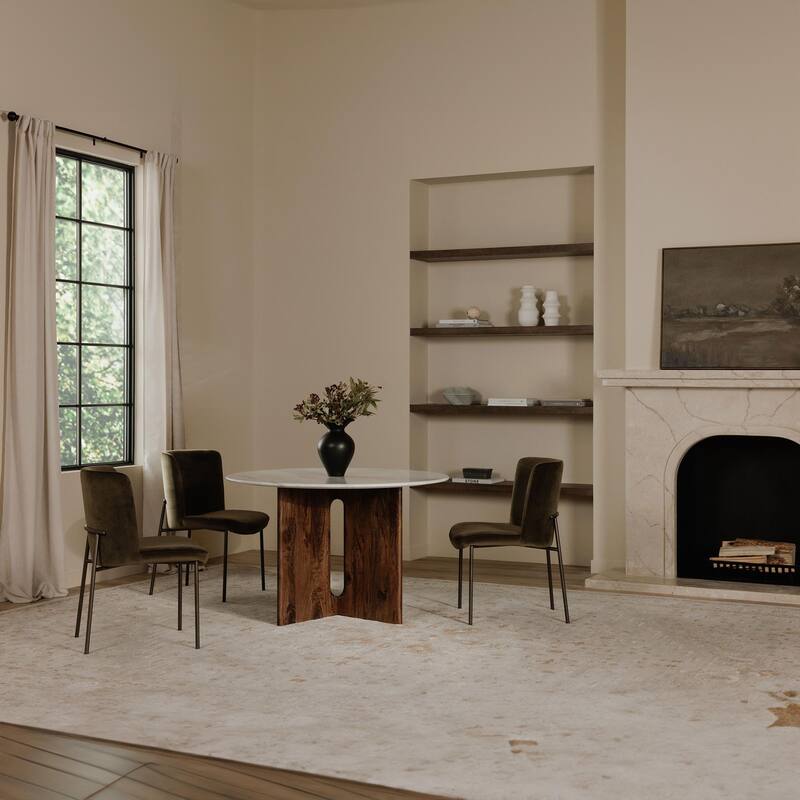 NADAAL STUDIOS Brelline, Round Dining Table With Cross Legs - 48"W x48"D x30"H