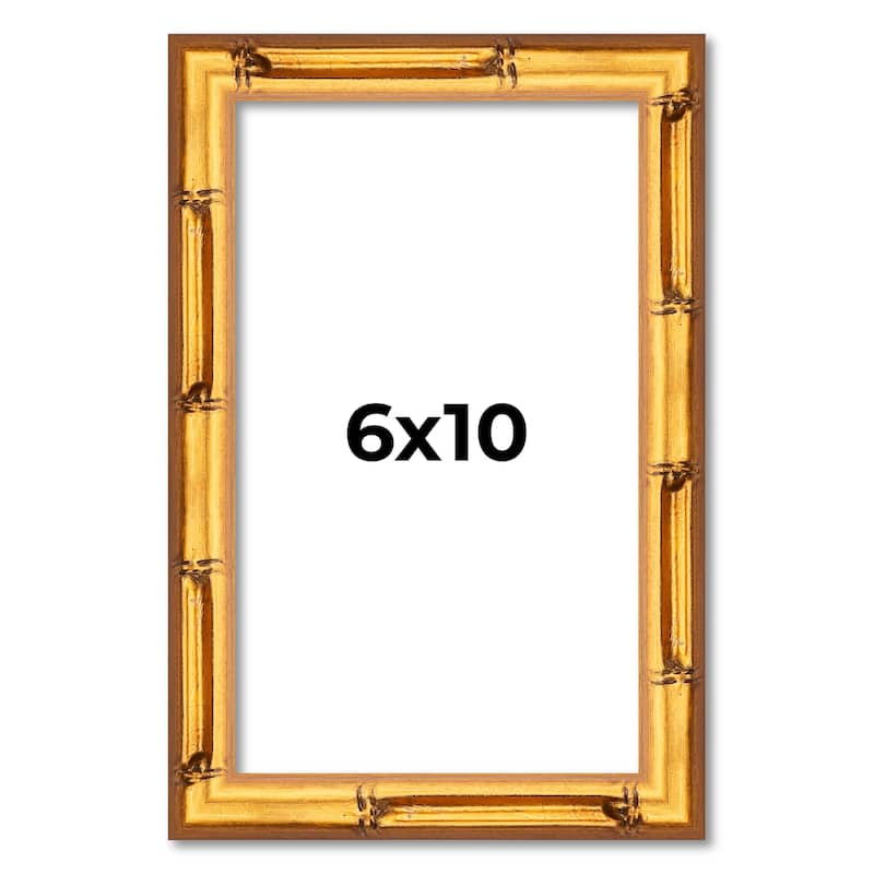 6x10 Frame Gold Bamboo Picture Frame Modern Photo Frame Includes UV Acrylic Shatter Guard Front Acid Free Foam Backing Board