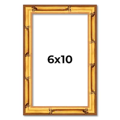 6x10 Frame Gold Bamboo Picture Frame Modern Photo Frame Includes UV Acrylic Shatter Guard Front Acid Free Foam Backing Board