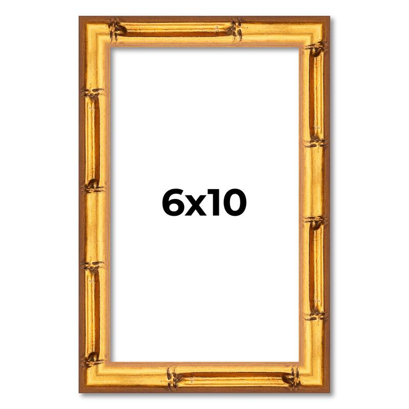 6x10 Frame Gold Bamboo Solid Wood Picture Frame | 1 Inch Moulding