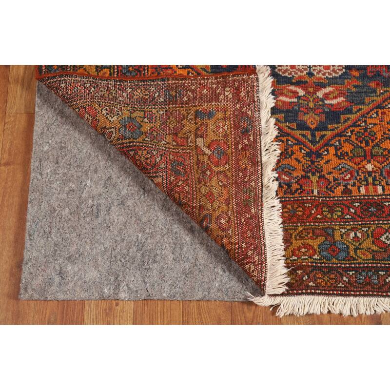Hand Knotted Oriental 100% Wool Carpet Traditional Floral Navy Blue & Blues Malayer Runner Rug - 15' 8'' X 3' 7''
