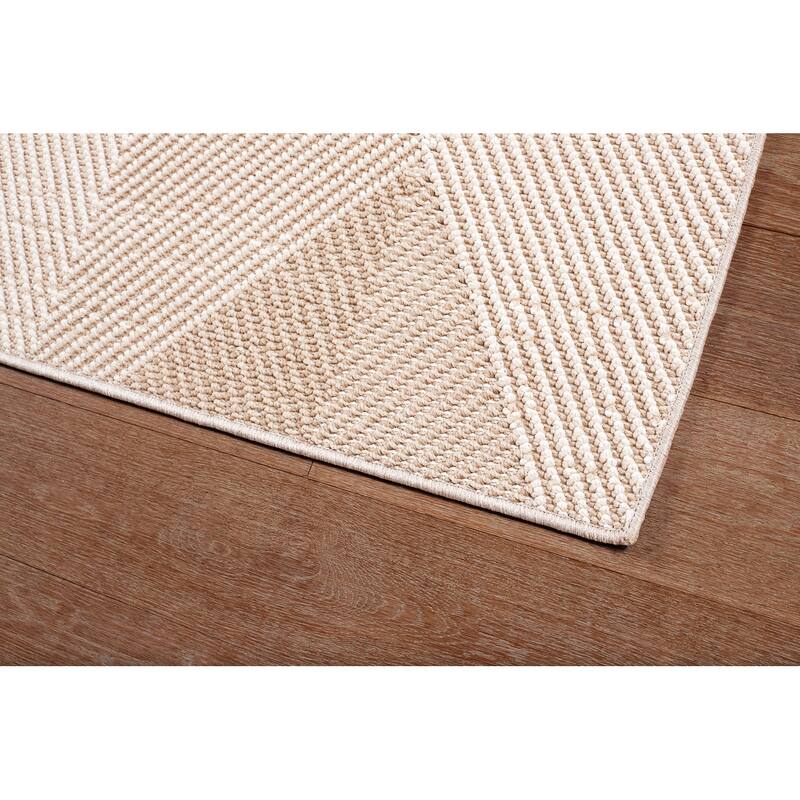 Terra by Obeetee Resort Abstract Rug - Natural/Criss Cross - 2'2" x 7'6"