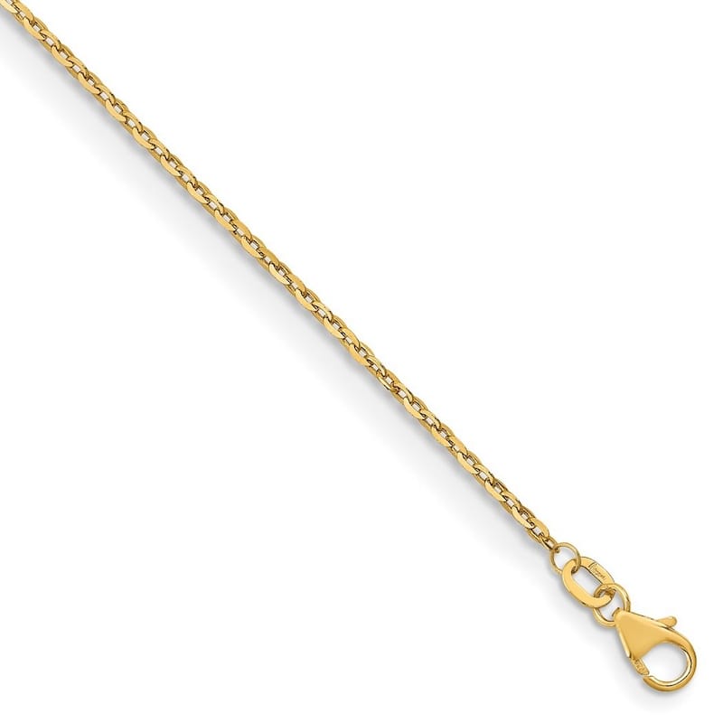 Curata Solid 18k Yellow Gold 1.5mm Diamond Cut Cable Chain Necklace (Lobster)
