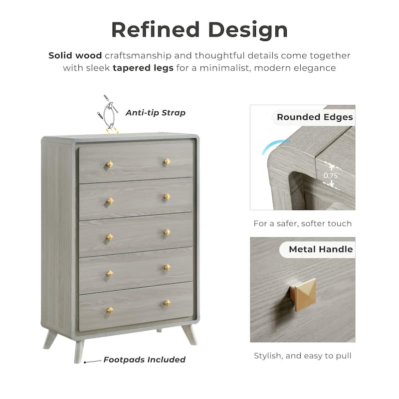 Furniture of America Thalia Modern Grey Wood 5-Drawer Chest