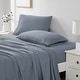 preview thumbnail 70 of 101, Vilano 21-inch Extra Deep Pocket 4-Piece Bed Sheet Set with Pleated Hem California King - Slate Blue