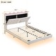 preview thumbnail 24 of 33, Full Size Platform Bed with LED Light Strips and Headboard Storage Space