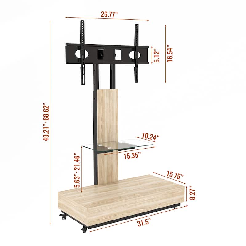 Mobile TV Cart for 32-75 inches,Floor Stand with Mount on Lockable Wheels