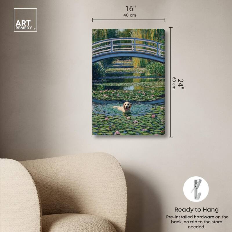 The Pond Under the Bridge Canvas by Art Remedy, Gallery Wrapped