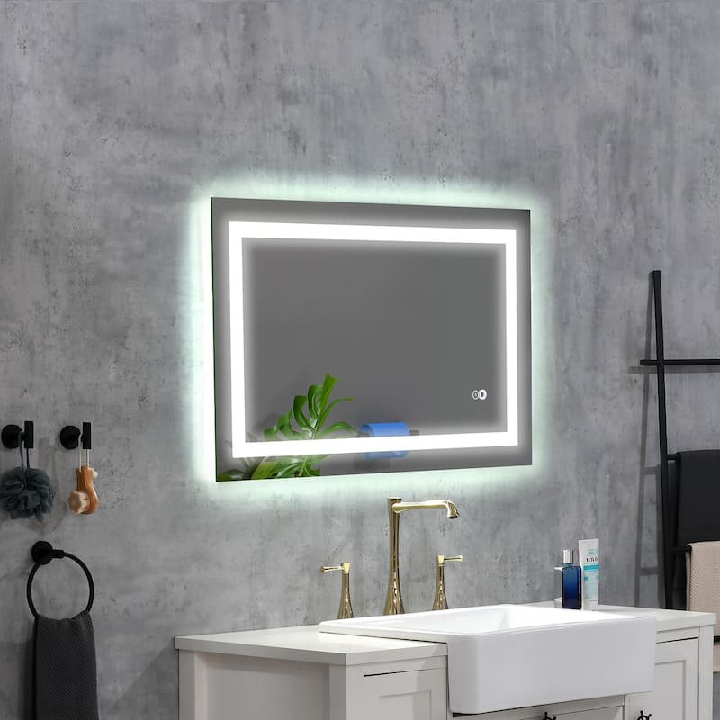 LED Backlit Frameless Bathroom Vanity Mirror with Anti-fog