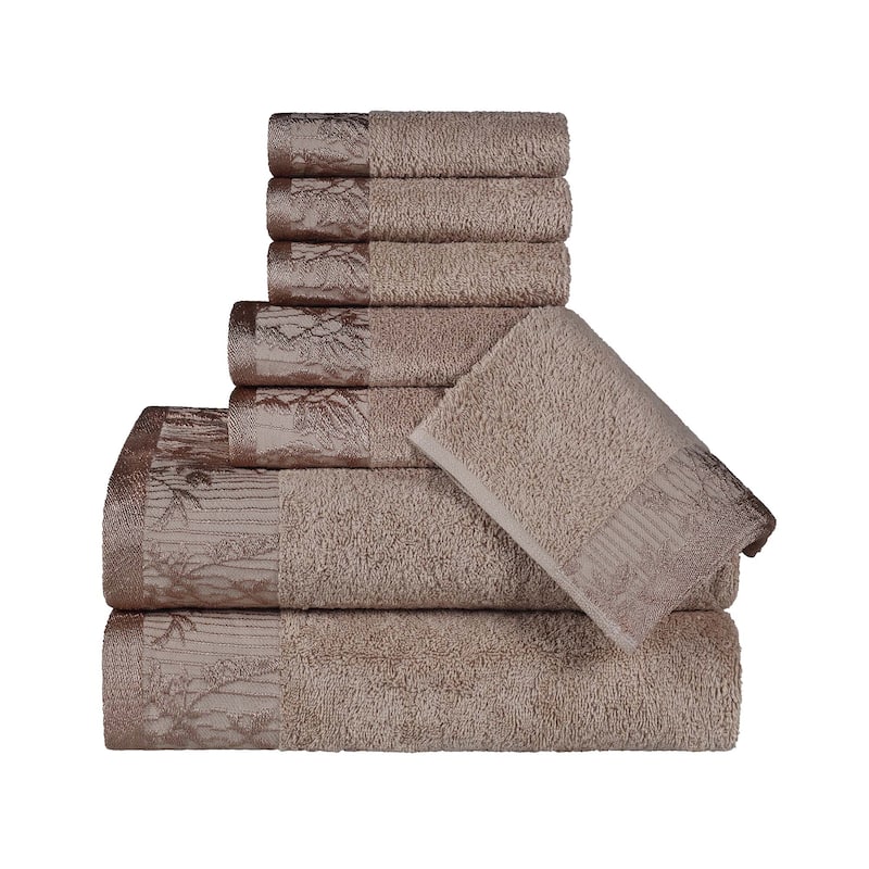 Superior Wisteria Cotton Floral Jacquard 8 Piece Bathroom Towel Set