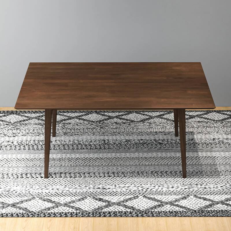 GDFStudio - Mary Modern 63" Length Solid Wood Rectangular Dining Table with Beveled Edges - 35"W - Brown