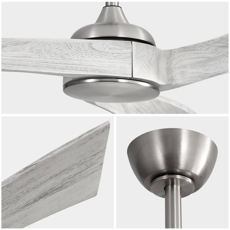 52''/60" Large Ceiling Fan without Lights, Remote Control and Reversible Motor Included, 3 Wood Blades