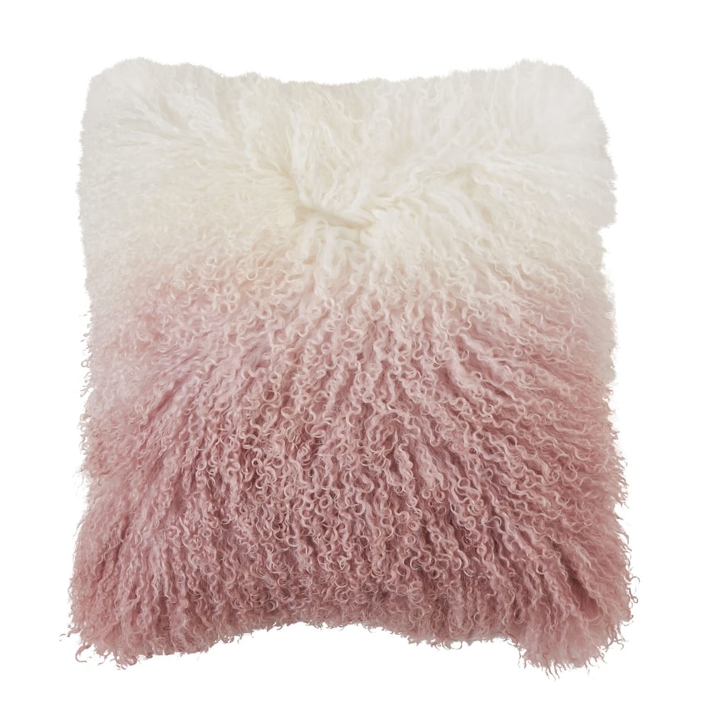 Mongolian Lamb Fur Ombre Throw Pillow