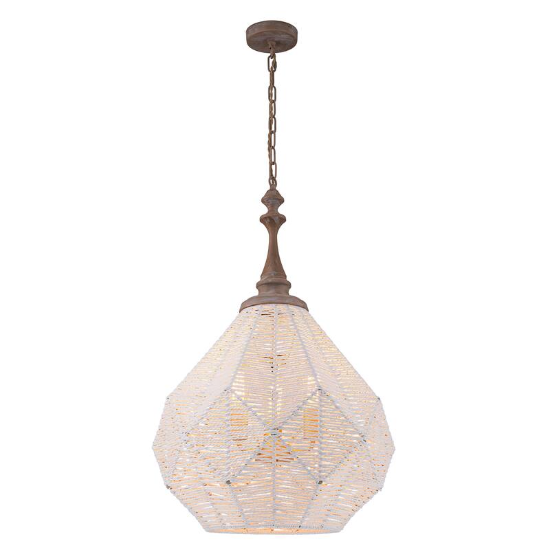 3-Light White Coastal Pendant Light - 19 Wide