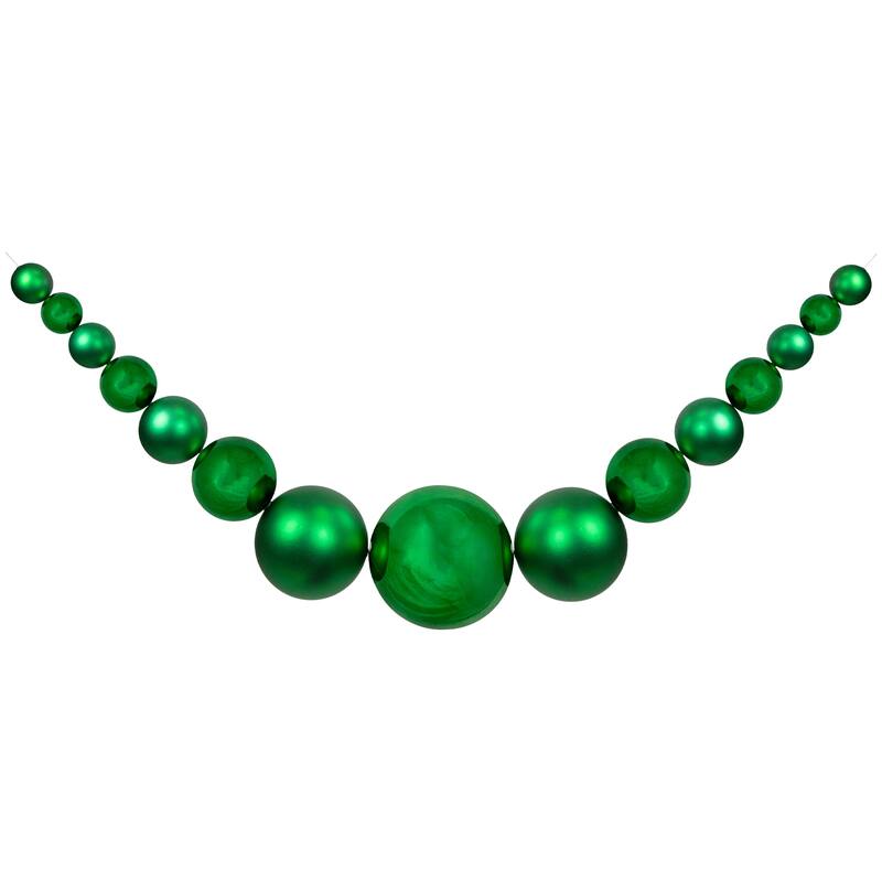 6' Green Shiny and Matte Shatterproof Ball Christmas Swag