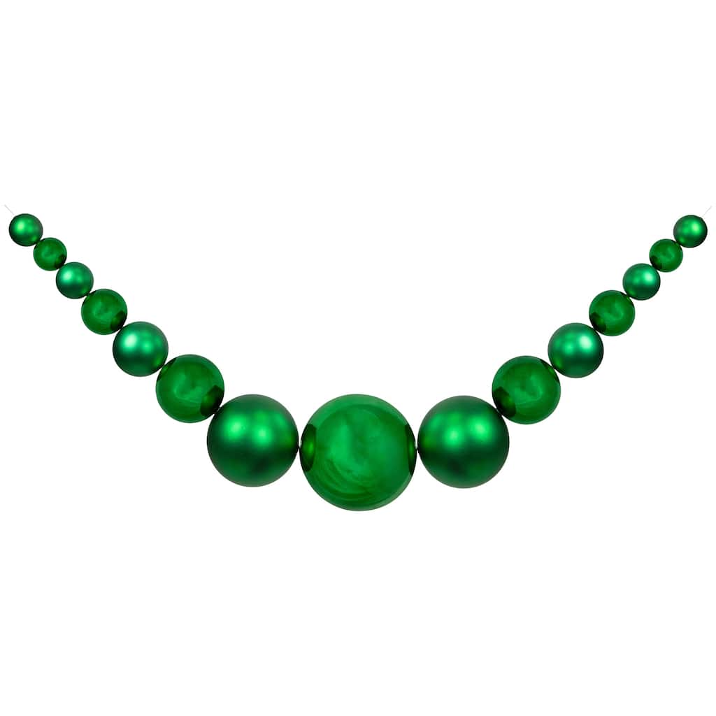 6' Green Shiny and Matte Shatterproof Ball Christmas Swag