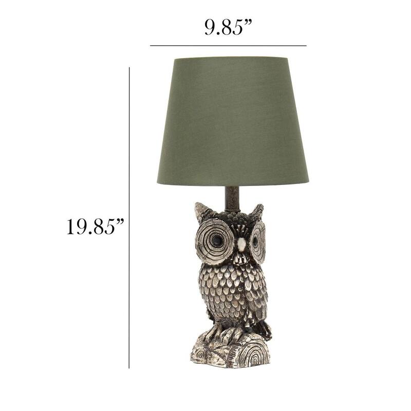 Simple Designs Polyresin Gazing Brown and White Night Owl Novelty Bedside Table Desk Lamp - L: 9.95" x W: 9.95" x H: 19.85"