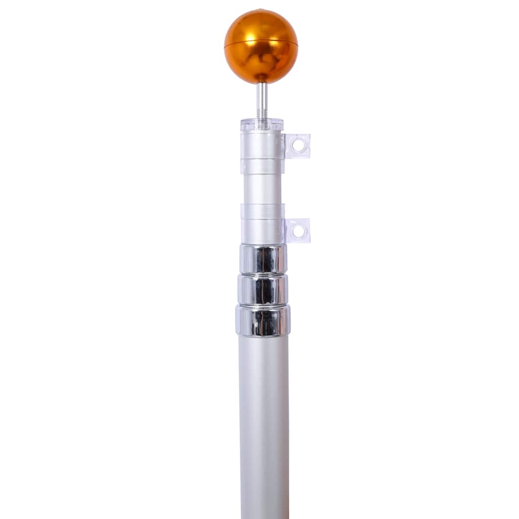 25FT Heavy Duty Aluminum Telescopic Flag Pole Kit, Sectional Flag Pole Kit, Outdoor Inground Flag Poles with Topper Balls