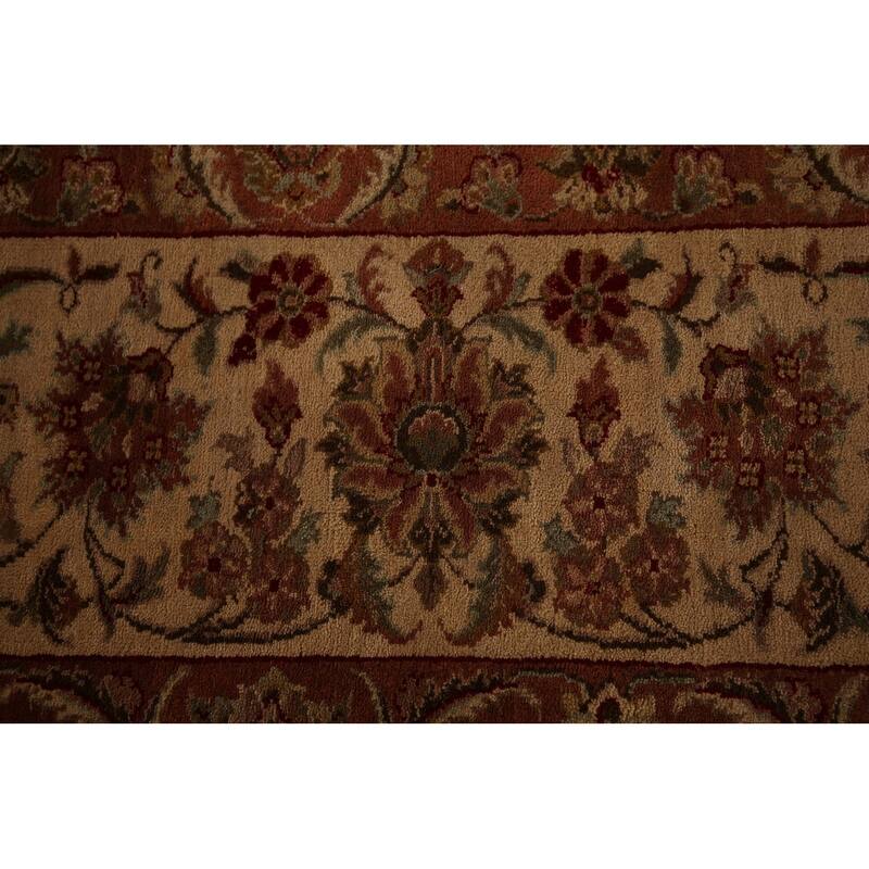Black Floral Agra Oriental Area Rug Hand-Knotted Wool Carpet - 9'4" X 12'8"