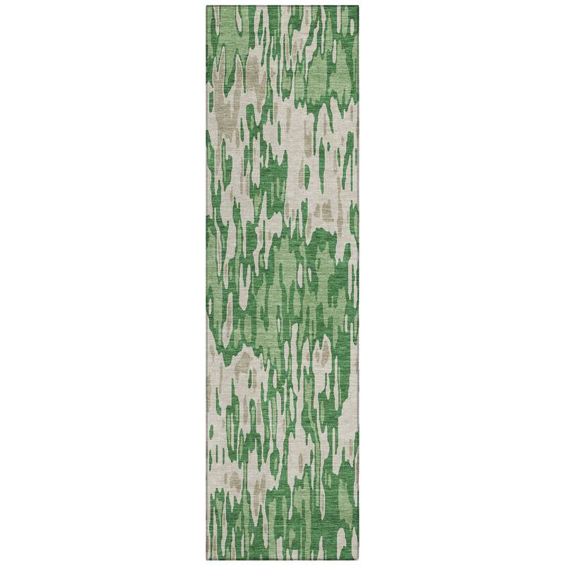 Machine Washable Indoor/ Outdoor Modern Watercolor Chantille Rug