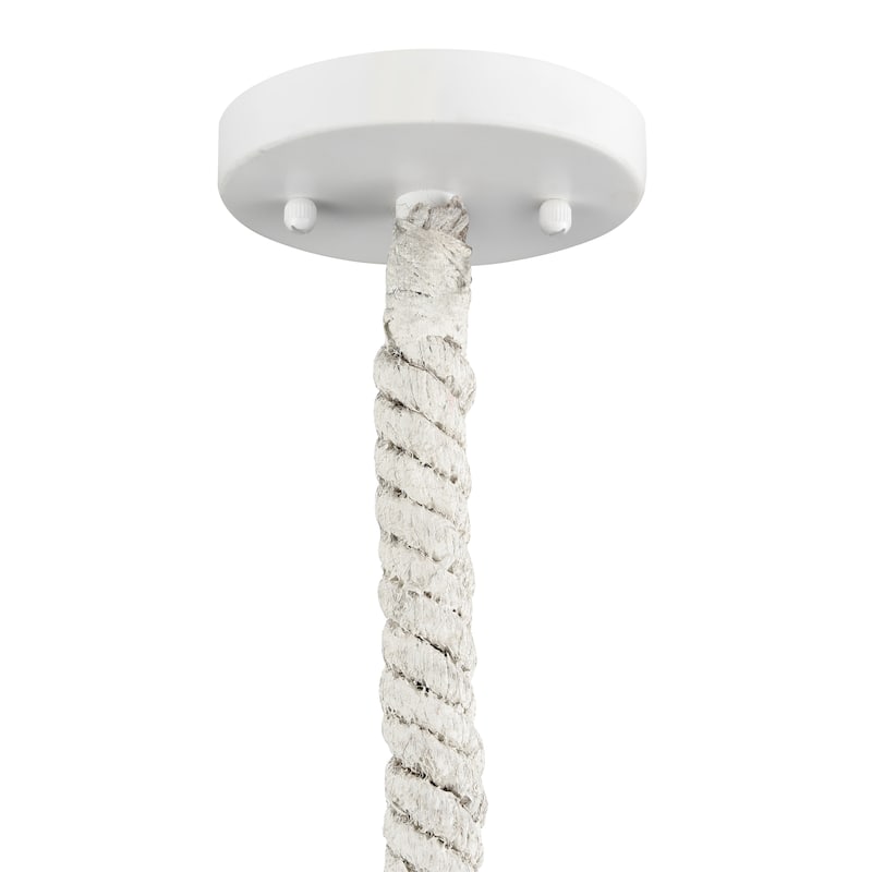 Elk Home Air Loom White Finish With Off White Rope Cone Shade Pendant