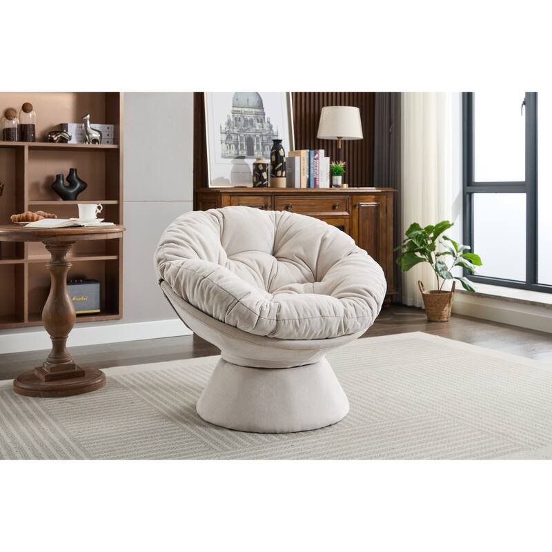 Swivel Accent Chair, 360 Swivel Barrel Chair - Beige