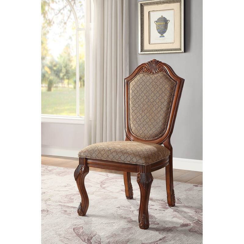 Eliza Solid Back Side Chairs (Set of 2) - Tan/Cherry