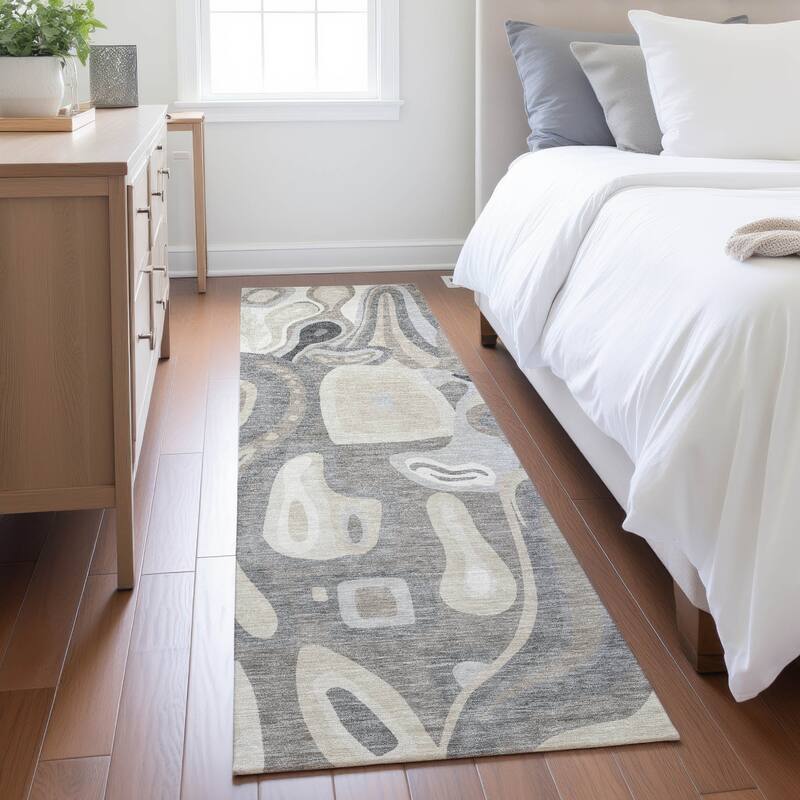 Machine Washable Indoor/ Outdoor Modern Picasy Chantille Rug