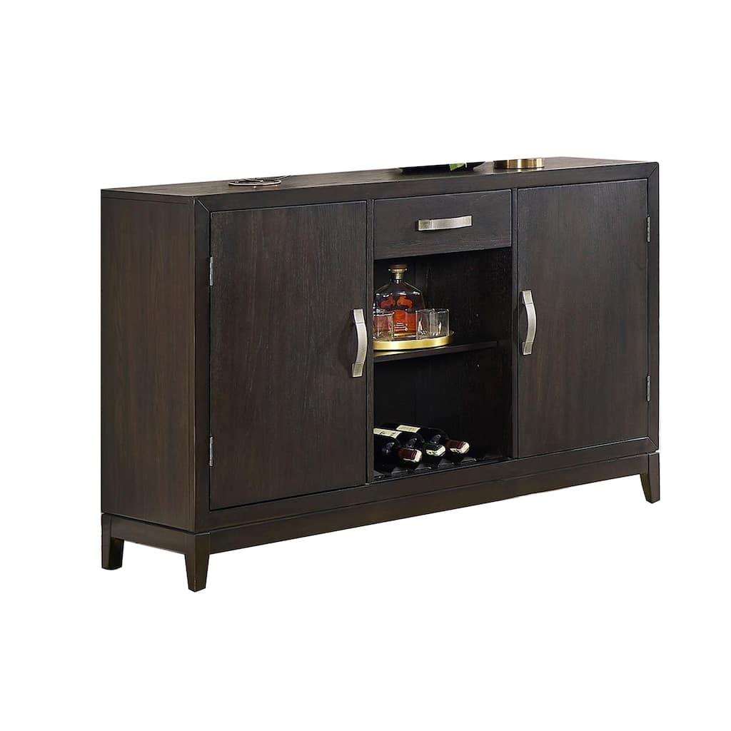Jefy Sideboard Buffet Server Cabinet, Brown Wood, 2 Cabinets, 1 Drawer