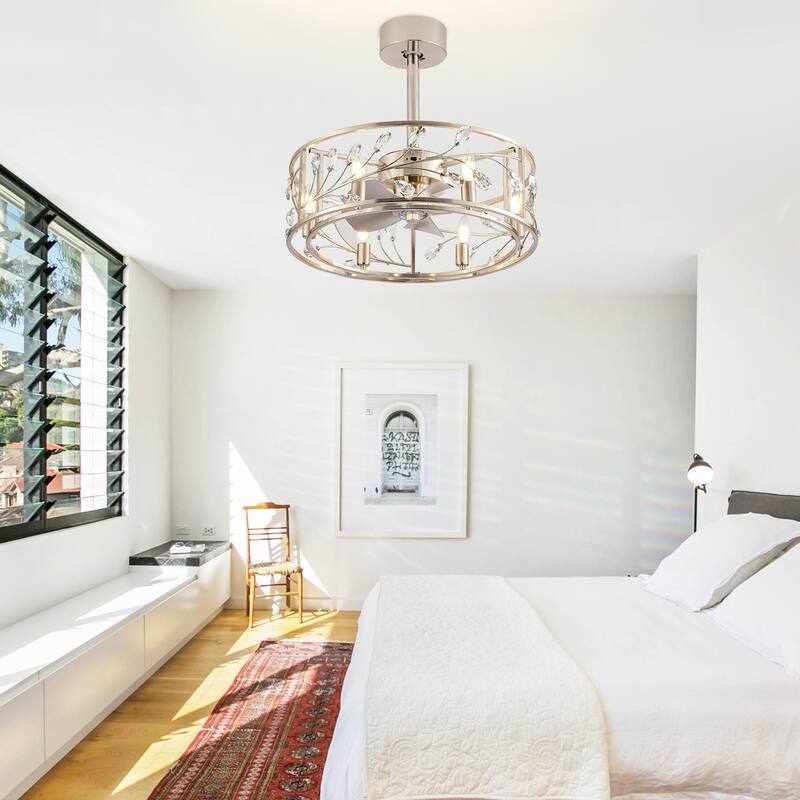 20-Inch Crystal Ceiling Fans with Light and Remote Included