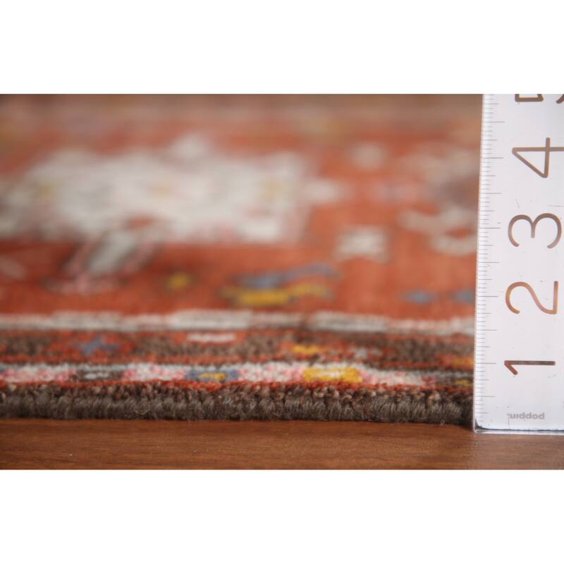 Orange Geometric Kazak Indian Area Rug Handmade Wool Carpet - 2'7"x 5'0"